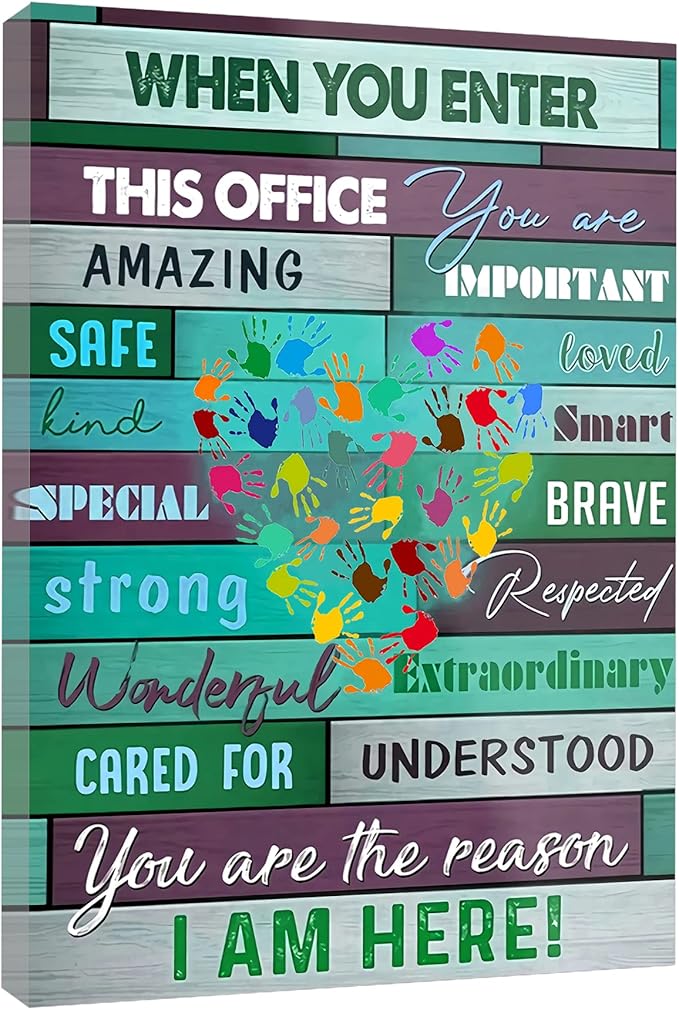 RCVTVPV When You Enter This Office Wall Art You Are Important Amazing Poster Hand Love Canvas Wall Art For Home Office Framed Ready to Hang 12"x18"