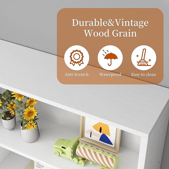 Vongrasig 6-Tier Open Bookcase and Bookshelf, Floor Standing Wood Display Storage Shelves 71 Inch Tall Bookcase Home Decor Furniture for Home Office, Living Room, Bed Room, White