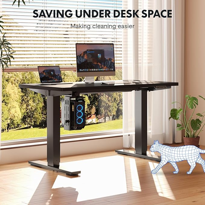 FLEXISPOT EN2 48''x24'' Electric Standing Desk with PC Stand Bundle, One-Piece Desktop, Easy-to-Install Hanging Design PC Mount, Bundle for Home Office, Game & Small Spaces, Black
