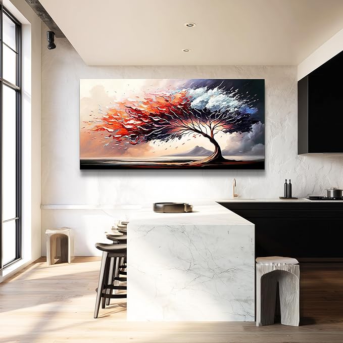 MHARTK66 Wall Decorations For Living Room Large Canvas Wall Art For Office Bedroom Decor Tree Landscape Abstract Wall Paintings Framed Prints Pictures Artwork Modern Hotel Room Home Decor 24x48 In