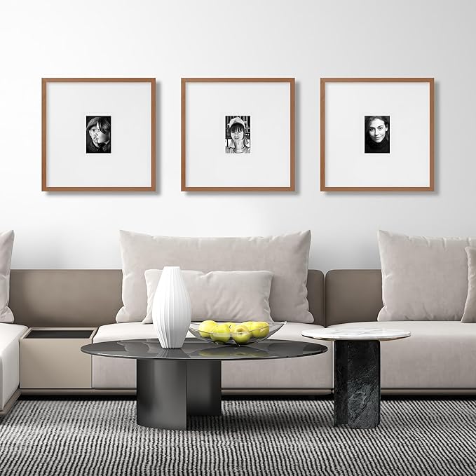 artisane home goods - Gallery Frame 1.0, Picture Frame, 18x18 Walnut, Gallery Wall Frame Set, Large Picture Frame, Oversized Mat (4x4, 4x6, and 5x7)
