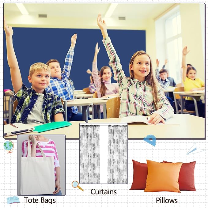 Bulletin Board Fabric 48 '' x 107 '' Class Fabric for Classroom Bulletin Board Decor, Pillows, Curtains, Crafts(Navy)