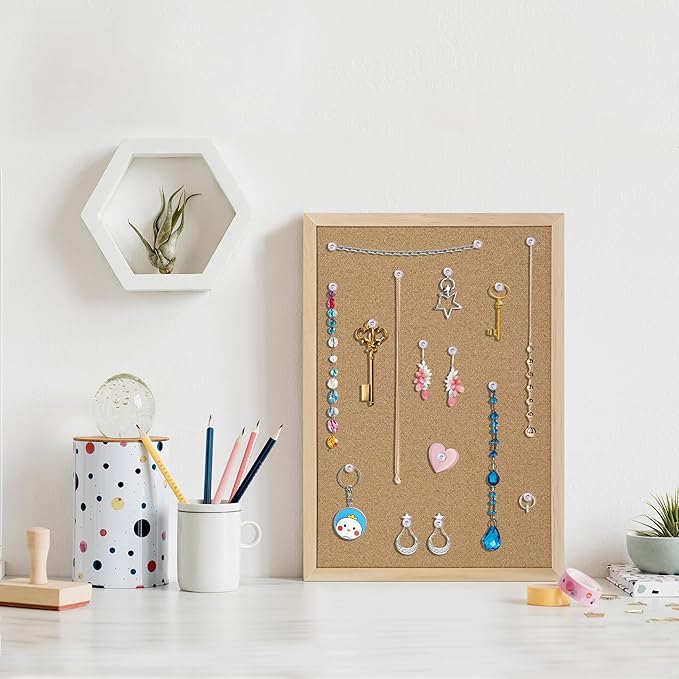 Cork Board Bulletin Board,17"X 12" Cork Board for Office with Pin Oak Wood Boards,Hanging Corkboards for Office Home School Message Board or Vision Board Decoration.