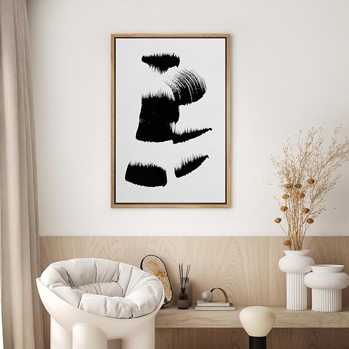 SIGNWIN Framed Canvas Wall Art Abstract Color Block Canvas Prints Home Artwork Decoration for Living Room,Bedroom - 16"x24" Natural
