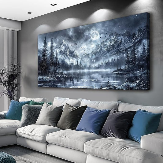 FUHAIHUA Canvas Wall Art For Living Room Wall Decor For Office Bedroom Decorations Black And White Wall Paintings Forest Landscape Pictures Hotel Artwork Posters Home Decor Ready to Hang 20X40 In