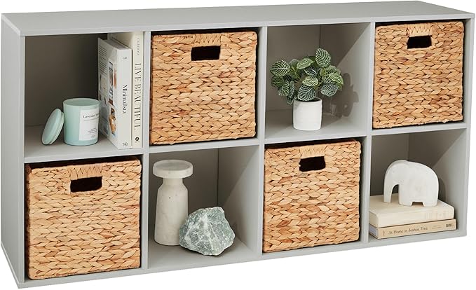 Best Choice Products Kids Bookcase 8-Cube Storage Organizer, 11in Shelf Opening, Bookshelf, Toy Storage, Customizable w/ 3 Removable Back Panels – Gray