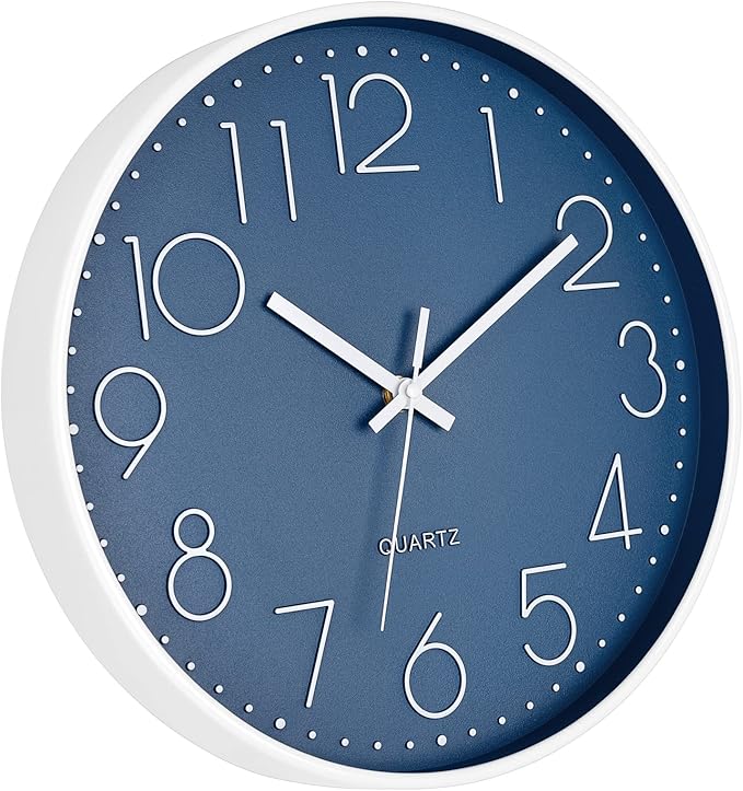 Foxtop 14 Inch Wall Clock Silent Non-Ticking Battery Operated Round Quartz Modern Wall Clock Decorative for Living Room Bedroom Kitchen Home Office (Cerulean)