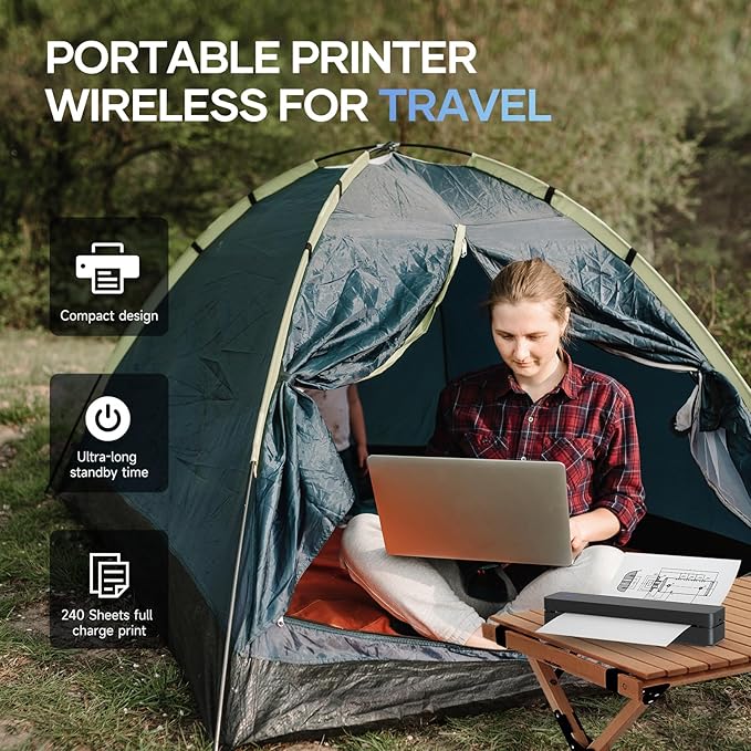 iDPRT Portable-Printer Wireless for Travel,300DPI Inkless Thermal Small Printers for Home Use,Office,Vehicles,Mobile Bluetooth Printer Supports 8.5" x 11" US Letter,for Smartphone & PC,Black