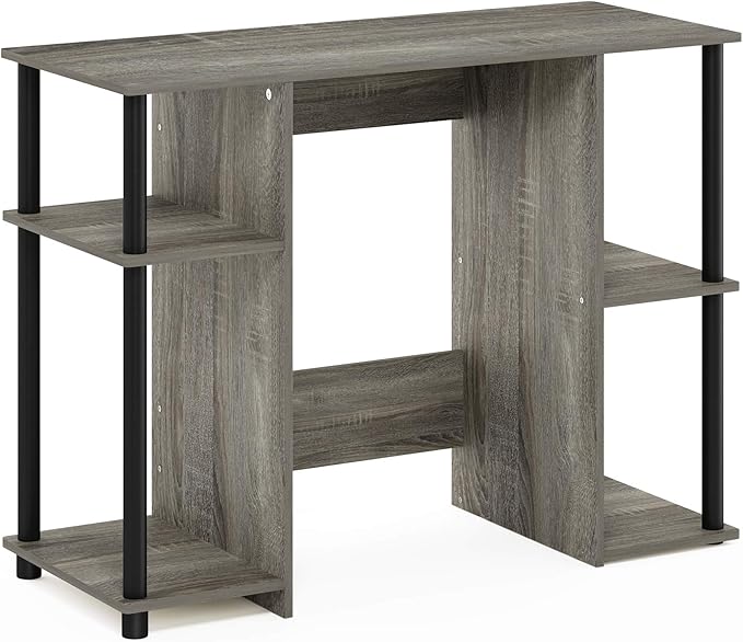 Furinno Jaya Computer Study Desk With Open Storage, French Oak Grey/Black