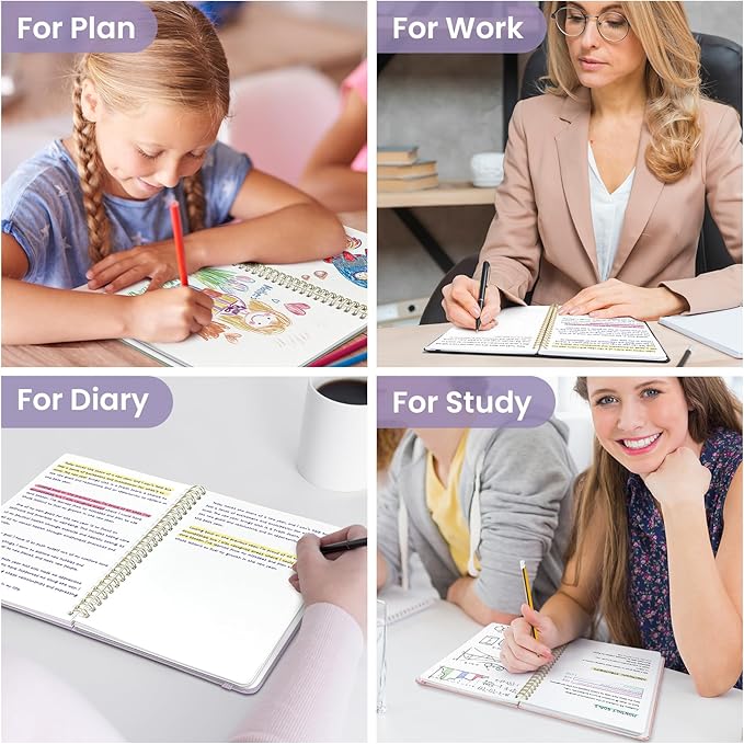 Taja Blank Spiral Journal Notebook for Women & Men, 140 Pages, Sketch Book, Plain Notebook for Drawing & Sketching, Journals for Creative Writing, A5(5.7" x 7.9") – Purple