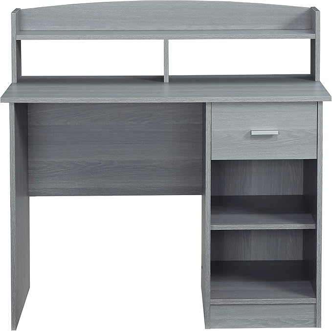 Techni Mobili Modern Office Hutch Writing Desk, Grey