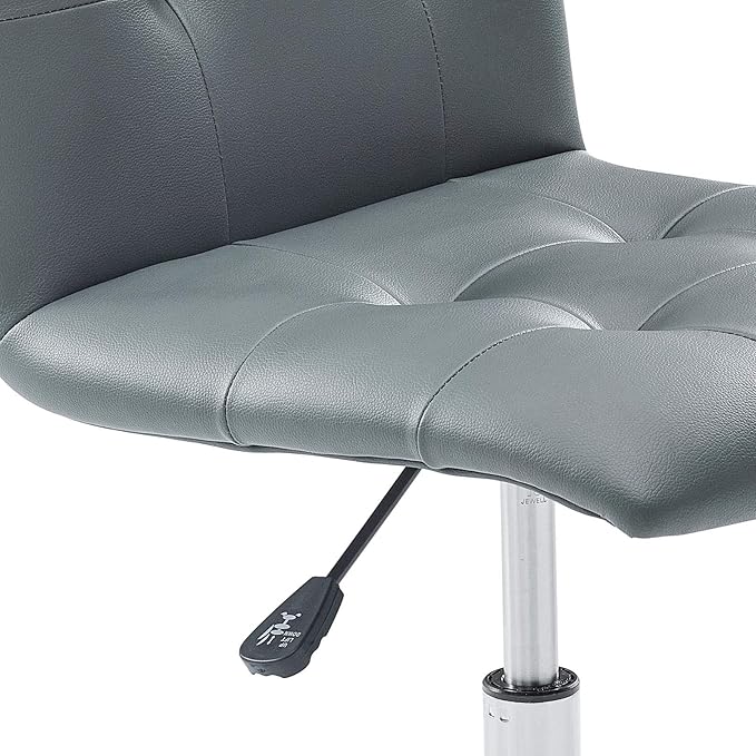 Modway Prim Ribbed Armless Mid Back Swivel Conference Office Chair In Gray