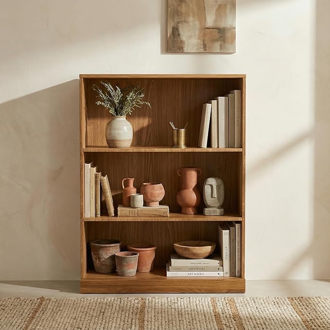 Casaphoria 41" H Wooden Bookshelves, 3 Tier Heavy Duty Bookshelf with Adjustable Shelves, Farmhouse Bookshelf with 16" Deep Storage Space for Living Room,Bedroom & Home Office