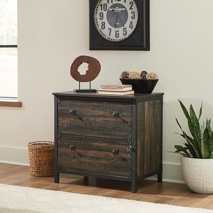 Sauder Steel River Lateral File, Carbon Oak Finish