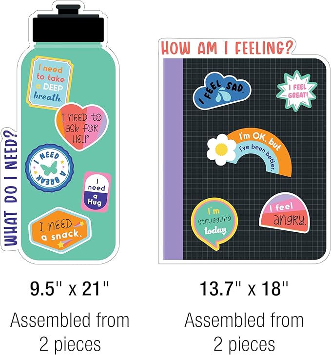 Carson Dellosa Education We Stick Together 51-Piece Vibe Check Bulletin Board Set, Colorful Laptop, Water Bottle, Notebook & Sticker Accents for Bulletin Board, White Board & Colorful Classroom Décor