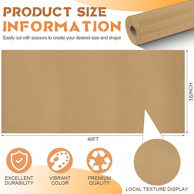 16 in x 40 Ft Fabric Bulletin Board Roll Classroom Non Woven Fabric Background Decorations Waterproof Wrinkle Resistant Bulletin Board for Back to School Wall Decor(Brown,Pure)