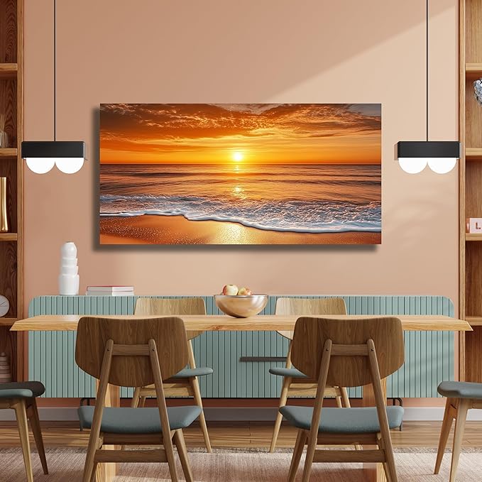 Yuaxker Ocean Wall Art Red Print Aesthetic Wall Decor Modern Trendy Canvas Artwork for Living Room Bedroom Dining Room Office Home Decor 20x40inch