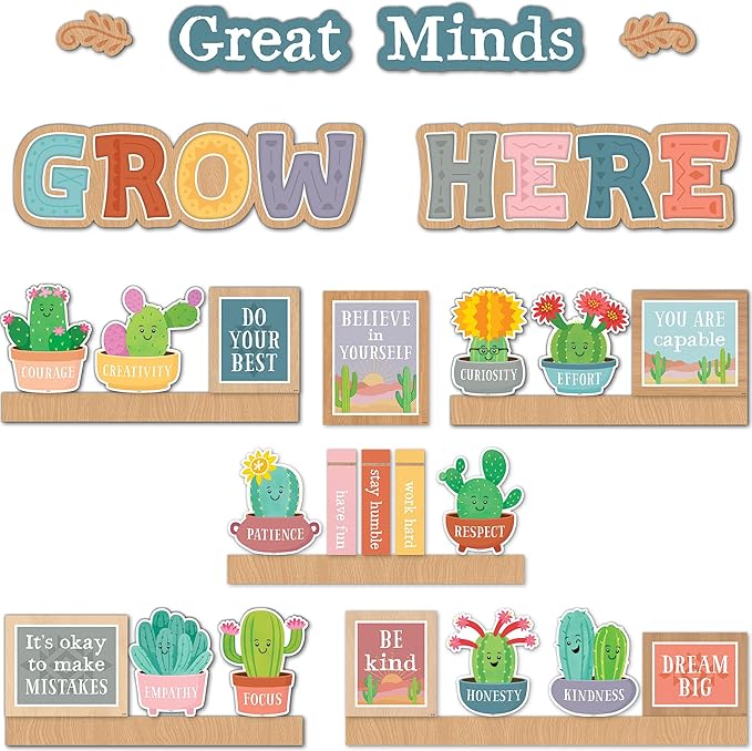 Teacher Created Resources Happy Cactus Crew Great Minds Grow Here Mini Bulletin Board (TCR6959)