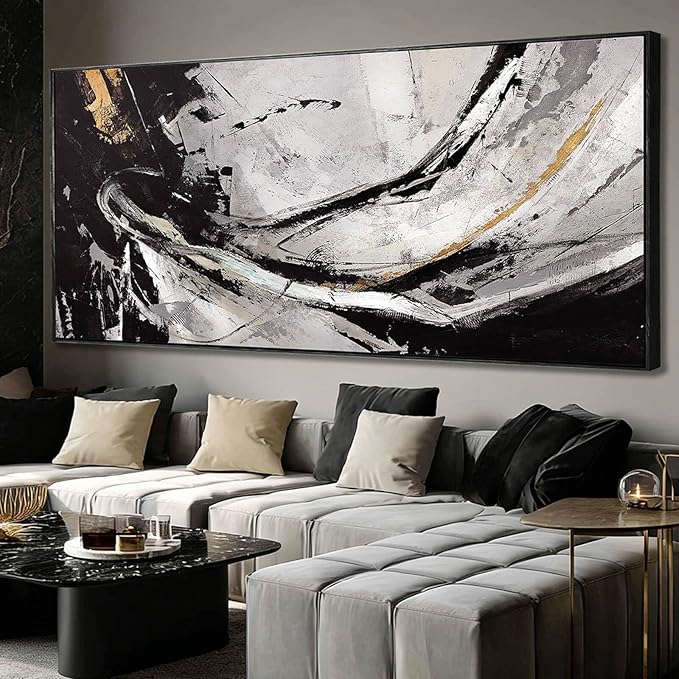 XIANSHOU Abstract Home Wall Decor Contemporary Photo Prints Grey and Black Art Posters 40"x86" Bedroom Artwork for Wall Pictures for Office