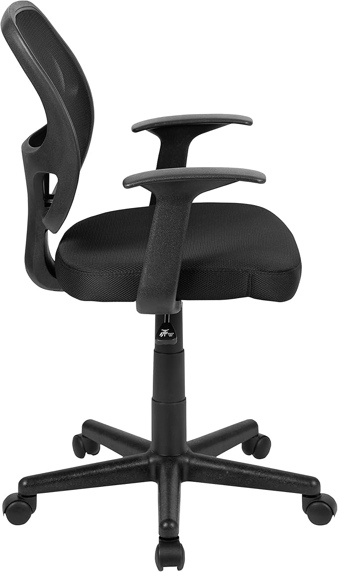 Flash Furniture Flash Fundamentals Mid-Back Black Mesh Swivel Ergonomic Task Office Chair with Arms