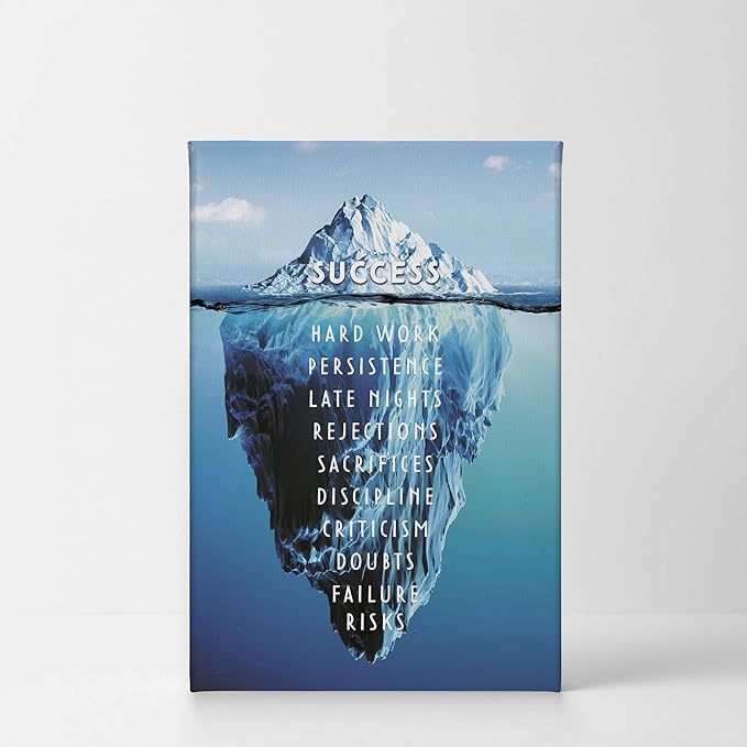 Smile Art Design Success Inspiring Quote Iceberg Ocean Motivational Wall Art Canvas Print Inspirational Wall Art Entrepreneur Quote Modern Office Living Room Decor Artwork Gift Ready to Hang 12x8