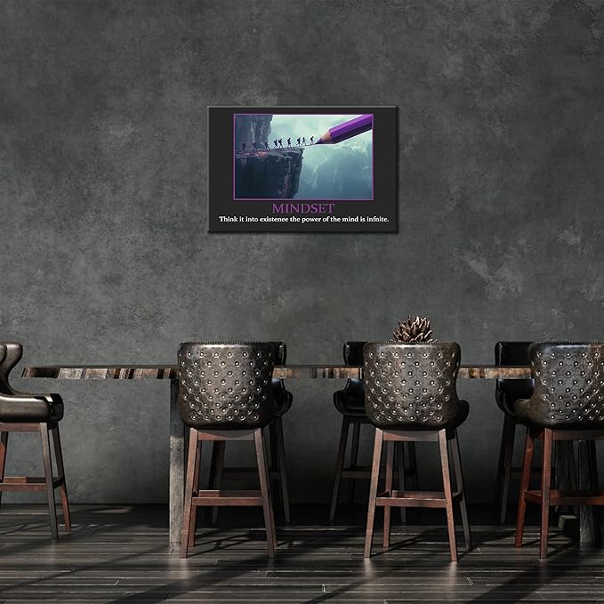 UZMKM - Inspirational Canvas Wall Art, Quotes Motivational Mindset Black Style Print Picture for Office Wall Decor, Company Poster Framed Artwork for Women Men Home Decor Ready to Hang 28x40 Inch