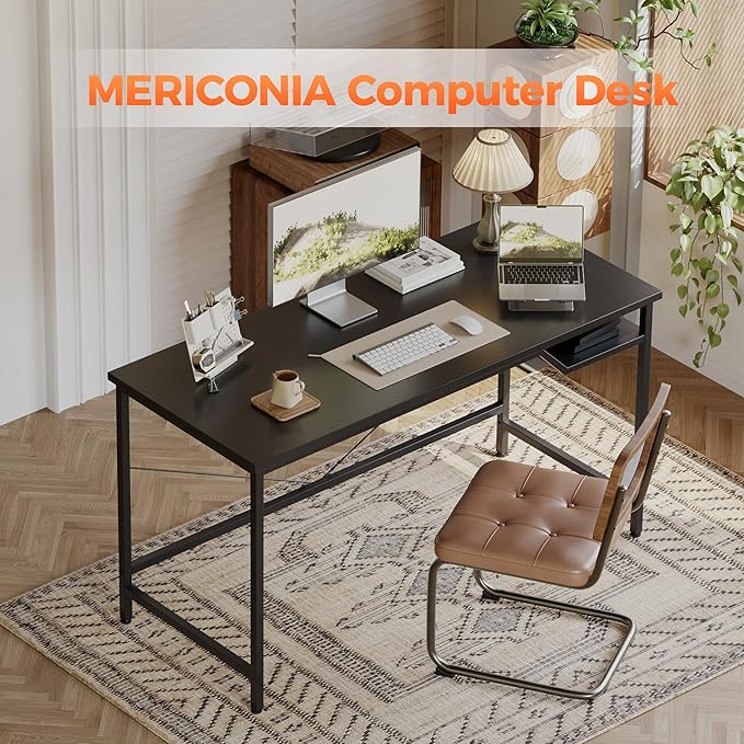 Mericonia 55 inch Computer Desk, Gaming Desk for Small Spaces, Modern Simple Style Table for Home Office, Study Student Writing Table