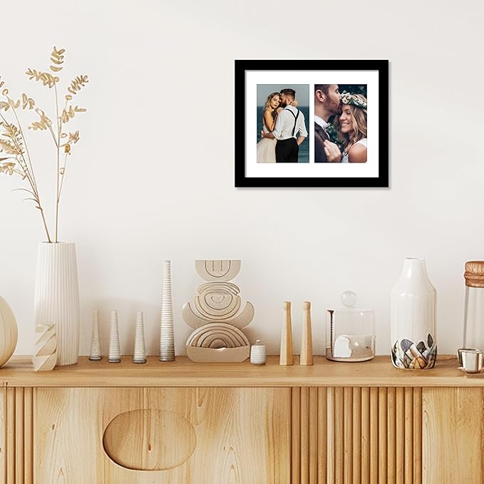 VIOLABBEY 8x10 Collage Picture Frame,Fits 4x6 Double Photos with Mat or One 8x10 Pictures without Mat for Wall or Tabletop