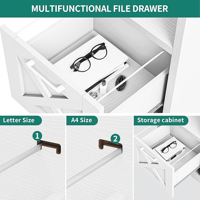 YITAHOME L Shaped Desk with Power Outlets, 60 Inch Computer Desk Corner Desk with File Drawer, Home Office Desk with Monitor Stand & Storage Shelves, L-Shaped Desk with File Cabinet, White