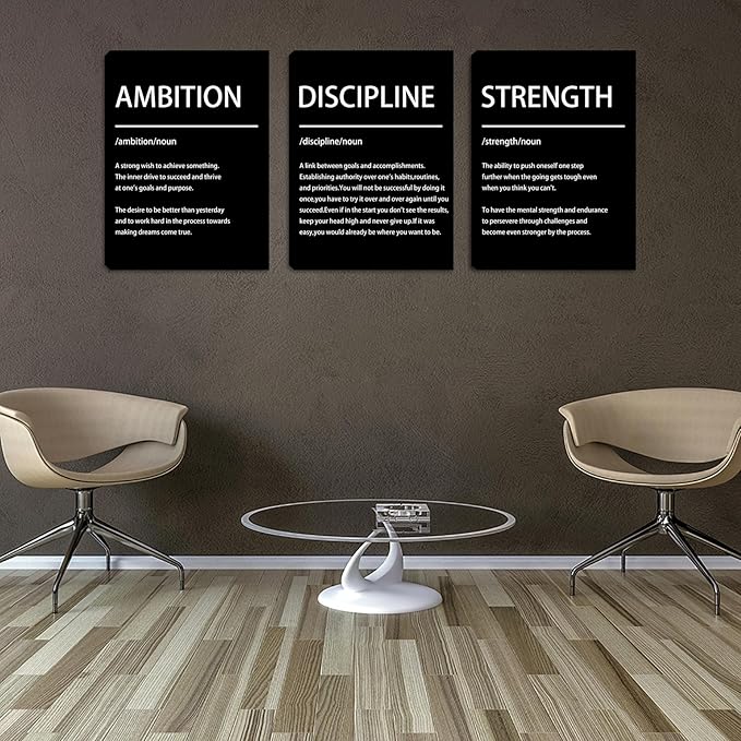 Halioyo Motivational Wall Art - 3 Pieces Inspirational Quotes Wall Decor for Office, Positive Affirmation Canvas Prints Posters for Bedroom Living Room Classroom Workspace, Ready to Hang (12x16 inch)