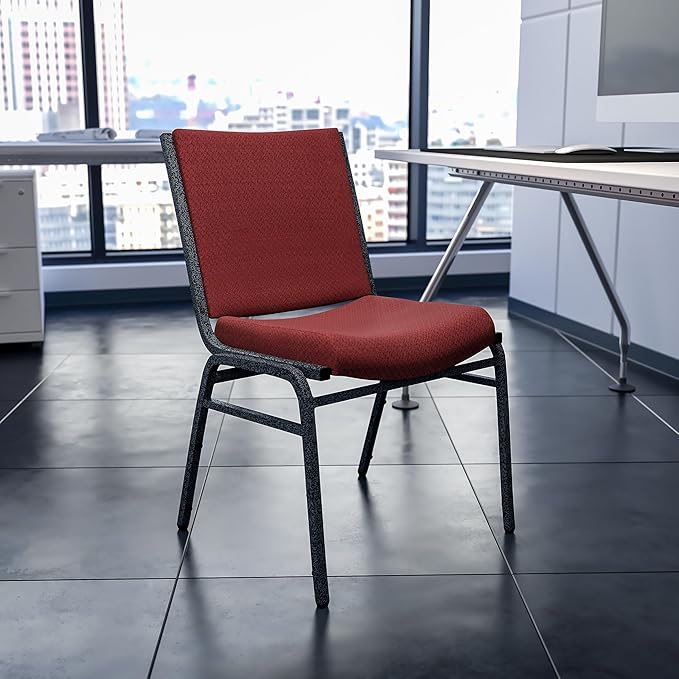 Flash Furniture 4 Pack HERCULES Series Heavy Duty Burgundy Patterned Fabric Stack Chair