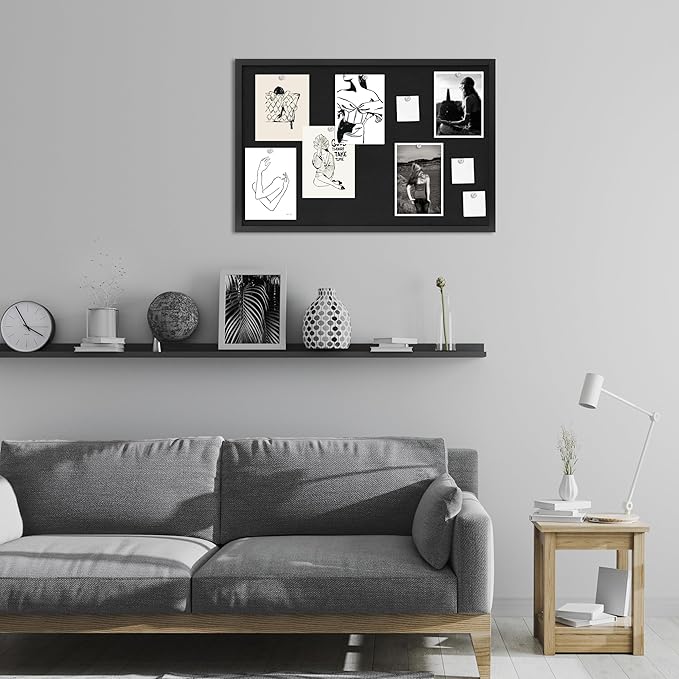 Cork Board with Linen Black 2Pack,Bulletin Board 30"x20", Corkboards for Office Home School Message Board or Vision Board Decoration.