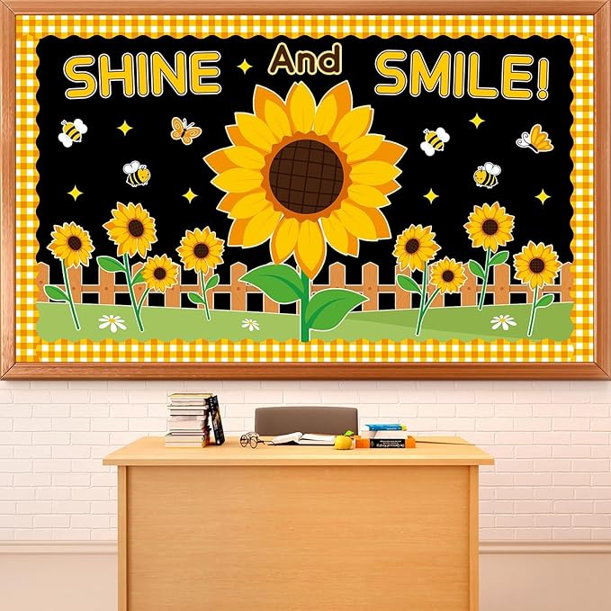 Sunflower Bulletin Board Set Sunshine Sunflower Classroom Bulletin Board Decorations Summer Butterfly Bee Cutouts Classroom Decorations for Back to School Office Home Chalkboard Decor Wall Door