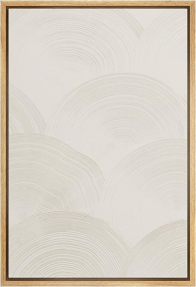 SIGNWIN Framed Canvas Print Wall Art Minimal White Paint Stroke Landscape Abstract Shapes Illustrations Modern Art Decorative Boho Relax Nordic for Living Room, Bedroom, Office - 16"x24" Natural