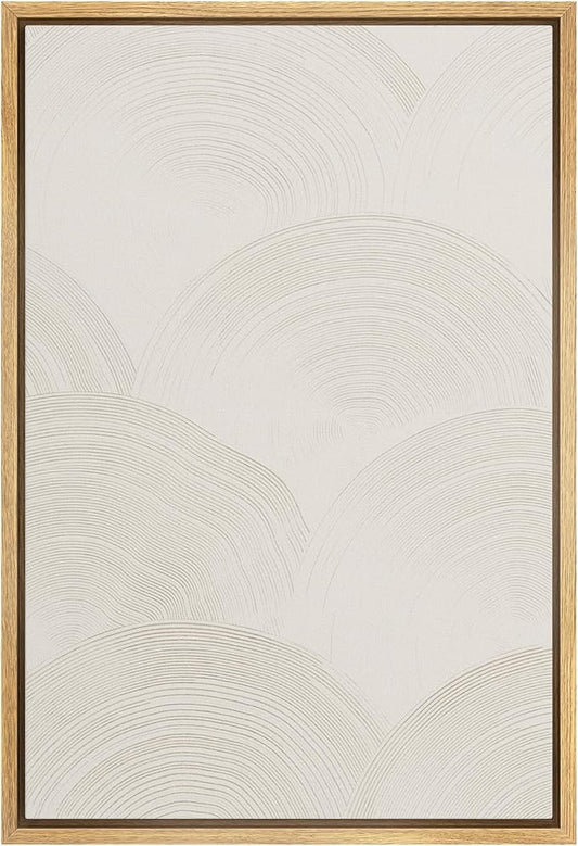 SIGNWIN Framed Canvas Print Wall Art Minimal White Paint Stroke Landscape Abstract Shapes Illustrations Modern Art Zen Nordic for Living Room, Bedroom, Office - 24"x36" Natural