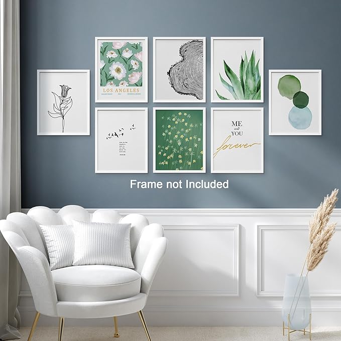 SIGNWIN Adhesive Canvas Poster Bathroom Decor, Wall Art Room Decor Multicolor for Living Room, Bedroom, Office Green Snake Plant Paint Stroke Flowers Nature Abstract Shapes - 12"x16"x 8
