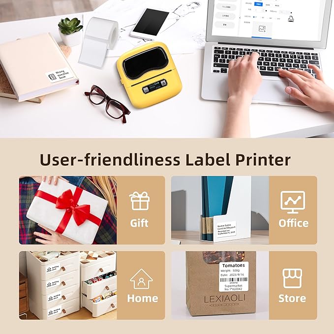 Label makers, 2-3 Inch Thermal Bluetooth Label Printer L9 Barcode Printer Mini Label Maker Easy to Use for Barcode,Address,Retail,Small Business,Shipping,Office,Clothing,Mailing(with 1 Roll Label)