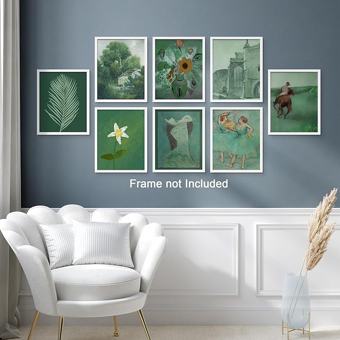 SIGNWIN Adhesive Canvas Poster Bathroom Decor, Wall Art Room Decor Multicolor for Living Room, Bedroom, Office Green Jungle Plant Ballet European Landscape Vintage Illustrations Bohemian - 12"x16"x 8