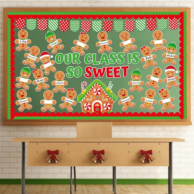 gisgfim Christmas Gingerbread Bulletin Board Decorations Gingerbread Man House Paper Cutouts Xmas Winter Holiday Bulletin Board Decor for Classroom Door Blackboard School Home Wall Decor Supplies