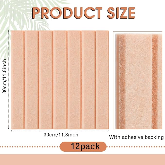 Honoson 12 Pack 47" x 35" Large Cork Board Alternative Felt Bulletin Board Wall Tiles with Safe Square Adhesive Large Roll Cork Tiles for Walls Organize Home Office Classroom Pin Panels(Light Pink)