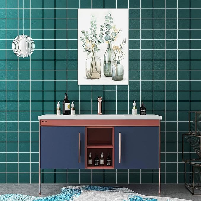 Botanical Bathroom Wall Art Rustic Green Plant Pictures Wall Decor Botanical Canvas Country Print Painting Modern Decoration Artwork for Bathroom Living Room Bedroom Office Framed 16"x24"