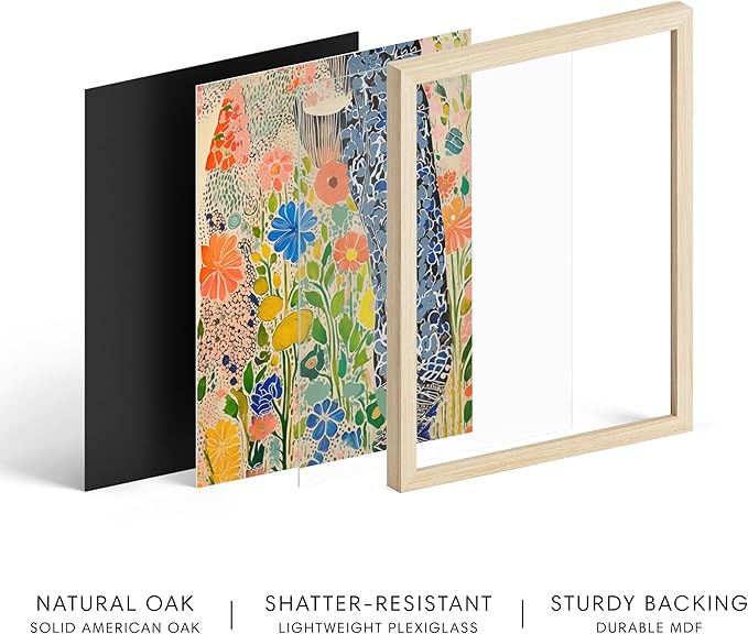HAUS AND HUES Floral Art Wall Decor - Wildflowers Wall Art for Living Room, Floral Artwork for Bedroom Walls, Flower Painting for College Girls Dorm Room (Spring Florals, Beige Frame, 8x10)