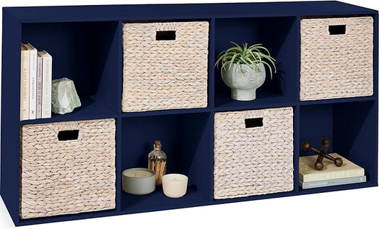 Best Choice Products Kids Bookcase 8-Cube Storage Organizer, 11in Shelf Opening, Bookshelf, Toy Storage, Customizable w/ 3 Removable Back Panels - Navy