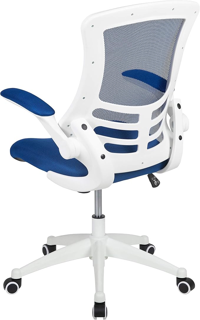 Flash Furniture Kelista Office Chair, Ergonomic, Mid-Back, White Frame, Blue Mesh with Swivel