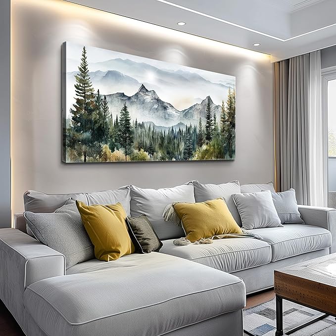 hyidecorart Wall Decorations For Living Room Canvas Wall Art For Bedroom Large Size Office Wall Decor Abstract Mountain Scenery Paintings Pictures Artworks Ready To Hang Home Decoration 20X40