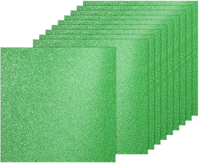 PATIKIL 20Sheets Grass Green Glitter Cardstock, 12x12In Glitter Paper Card Stock Shiny Scrapbook 250gsm Sparkly Paper Large Shimmer for Crafts Scrapbook DIY Art Wedding Party