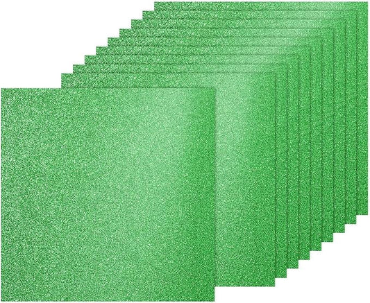 PATIKIL 10Sheets Grass Green Glitter Cardstock, 12x12In Glitter Paper Card Stock Shiny Scrapbook 250gsm Sparkly Paper Large Shimmer for Crafts Scrapbook DIY Art Wedding Party