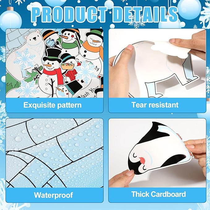 Winter Health Bulletin Board Decorations Set Christmas Snowman Bulletin Board Snowflake Snow Many Ways to Stay Healthy Habits Cutouts Classroom Decor for School Wall Decoration Supplies
