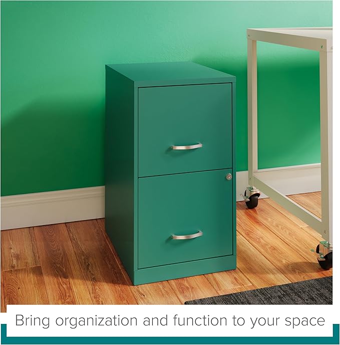 Hirsh Industries Space Solutions 18in 2 Drawer Metal File Cabinet Teal, Letter Size, Fully Assembled
