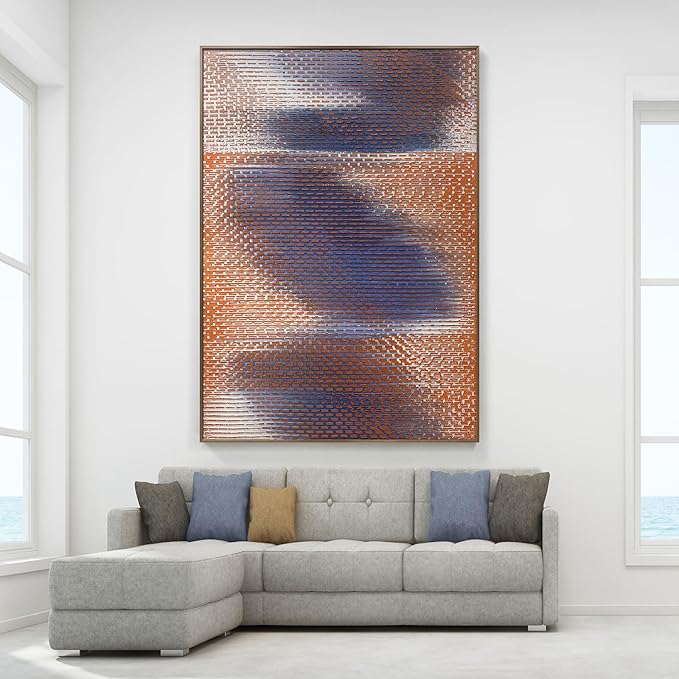 BrightA Blue and Orange Large Modern Wall Art Big Wall Art Large Wall Decor for Living Room Bedroom Hallway Living Room Wall Decor 63"x90.5"